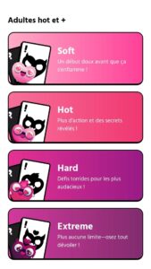 différents niveaux de difficulté de ce jeu de soirée